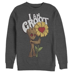 Men's Marvel Valentine's Day Groot Flower Sweatshirt - 1 of 3