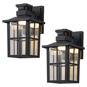 C Cattleya 2 Pack Matte Black Motion Sensor Integrated LED Outdoor Wall Lights - 1 of 4