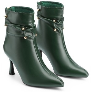 BLISSFUL STEP Pointed Toe Stiletto Heel Slouch Ankle Boots for Women - 1 of 4
