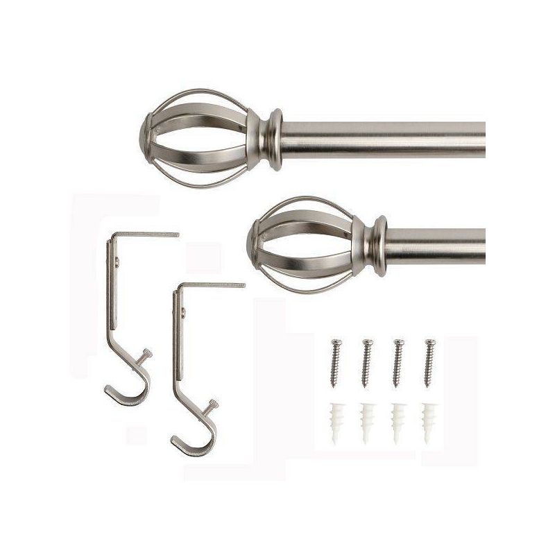 Decorative Drapery Single Rod Set with Cage Ball Finials Brushed Nickel - Lumi Home Furnishings, 5 of 6