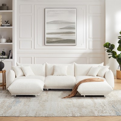 MINIMORE Modern Style 124.5"W Modular Chris 4Seater Sofa with 2 OttomanS