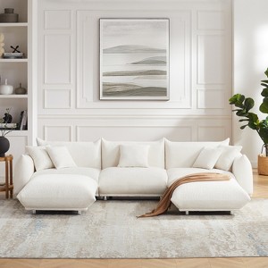 MINIMORE Modern Style 124.5"W Modular Chris 4Seater Sofa with 2 OttomanS - 1 of 4