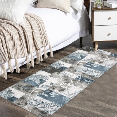Modern Geometric Area Rug Farmhouse Floral Rug Washable Boho Rug Patchwork Floor Carpet