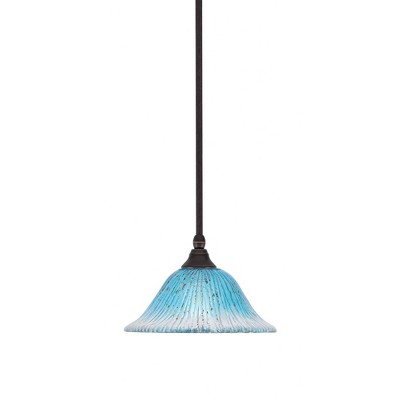 Toltec Lighting Any 1 - Light Pendant in  Dark Granite with 10" Teal Crystal Shade