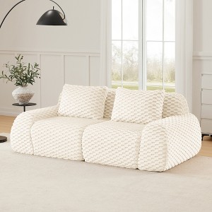 AENKYO 82" Modular Sectional Loveseat Boneless Sofa, Deep Seat & Footrest - No Assembly Required, Ergonomic Floor Lounge for Living Room - 1 of 4