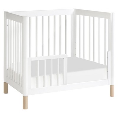 White and Washed Natural 4-in-1 Convertible Mini Crib