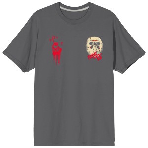 Friday The 13th Bloody Hand & Mask Adult Castlerock Crew Neck Short Sleeve T-shirt - 1 of 4