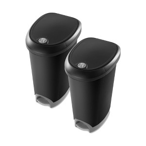 Sterilite 12.6 Gallon Innovative Hands Free Home Kitchen Plastic Wastebasket Trashcan with Locking Lid and Step On Pedal - 1 of 4