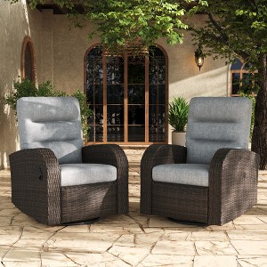 LayinSun Oversized Wicker Outdoor Swivel Glider Recliner Lounge Chair Set of 2 - 1 of 4