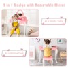 Infans Kids Vanity Princess Makeup Dressing Table Stool Set W/ Mirror Drawer Pink - 4 of 4