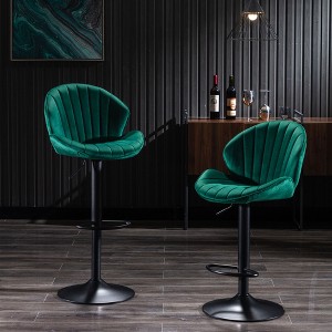 Adjustable Bar Stools Set of 2 with Back and Footrest, Counter Height Bar Chairs with Swivel and Padded Seats for Kitchen, Dining, or Bar - 1 of 4