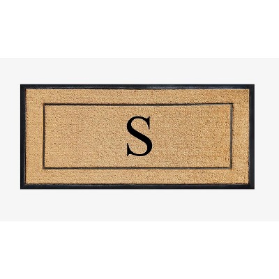 A1HC Natural Coir and Rubber Backing Monogrammed Door Mat, Anti-Shed Entry Doormat