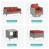 Sonkuki Outdoor 6-Piece Wicker Patio Conversation Set with 2 Rattan Swivel Rocking Chairs, Side Table, Ottoman and Navy Blue Cushion - 2 of 4