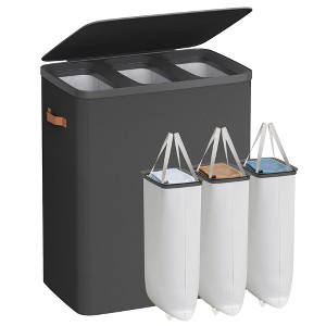 Laundry Hamper, 50.2 Gal 3-Compartment Basket with Lid & Removable Liners, for Whole Family Laundry Sorting - 1 of 4