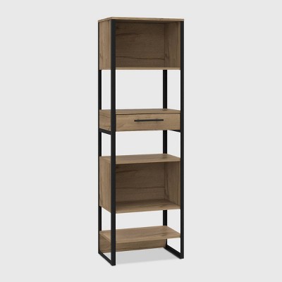 63" Emery 5 Tier Shelf Slim Bookcase Light Wood - RST Brands