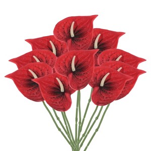 Unique Bargains Artificial Anthurium Lily Flowers for Home Decor 10 Pcs - 1 of 4