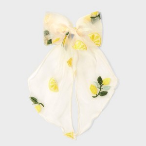 Chiffon Lemon Bow Hair Barrette - A New Day™ Ivory/Yellow: Food Pattern, Hair Styling, All Hair Types - 1 of 2