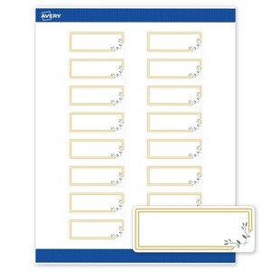 Avery Labels, 1" x 2-5/8", Matte White, Double Gold Border w/ Florals, 160ct - 1 of 4