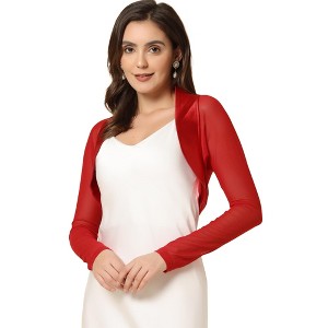 INSPIRE CHIC Women's Sheer Elegant Wedding Open Front Crop Bolero Shrugs - 1 of 4