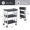 Folding Utility Carts,3-Tier Collapsible Push Cart with 360° Swivel,300LBS Service Tool Wagon for Restaurant,Garage Warehouse,Kitchen Storage - 3 of 4