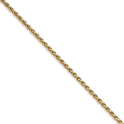 Black Bow Jewelry 1.9mm 14k Yellow Gold Diamond Cut Round Wheat Chain Necklace