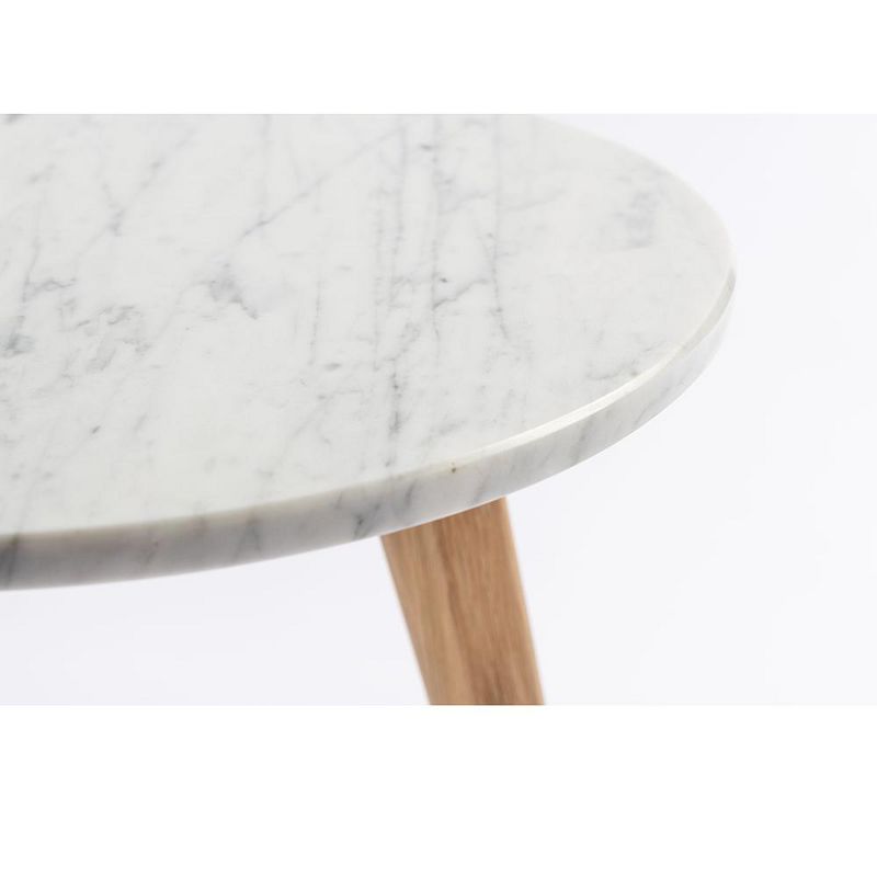 The Bianco Collection Cherie 15" Round Italian Carrara White Marble Side Table, 5 of 11