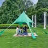 Tangkula 20 x 20 FT Beach Tent Beach Canopy w/ UPF50+ Sun Protection Carrying Bag & Sand Shovel Aluminum Pole & 6 Ground Stakes Blue/Green - 3 of 4