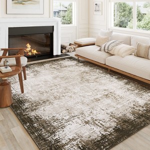 Abstract Rug Bordered Large Rugs for Living Room Modern Machine Washable Area Rugs Ombre Carpet Foldable Printed Dining Room Rug - 1 of 4