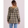 Allegra K Women's Plaid Casual Lapel Collar Hooded Shacket Fleece Jacket - 3 of 4
