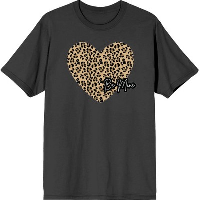 V Day Cheetah Heart Be Mine Crew Neck Short Sleeve Adult T-shirt -xxl ...