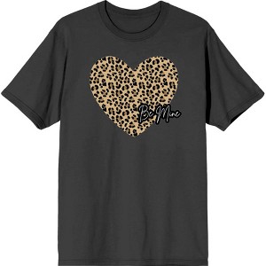 V Day Cheetah Heart Be Mine Crew Neck Short Sleeve Adult T-shirt - 1 of 2