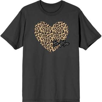 V Day Cheetah Heart Be Mine Crew Neck Short Sleeve Adult T-shirt