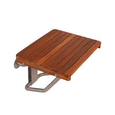 HomeRoots 14" X 24" Brown Teak Rectangular Shower Bench