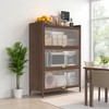 Dolonm Metal Storage Cabinet with Flip Doors, Ample Storage for Living Room, Office, Bedroom, Hallway, Walnut Finish - 4 of 4