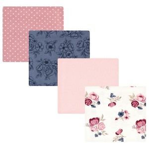Hudson Baby Infant Girl Cotton Flannel Receiving Blankets, Dusty Rose Floral, One Size - 1 of 4