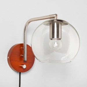 Madrot Glass Globe Wall Light Nickel Lamp Only - Project 62
