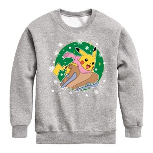 Boys' - Pokémon - Pikachu Sled Graphic Long Sleeve Fleece Sweatshirt - 1 of 4