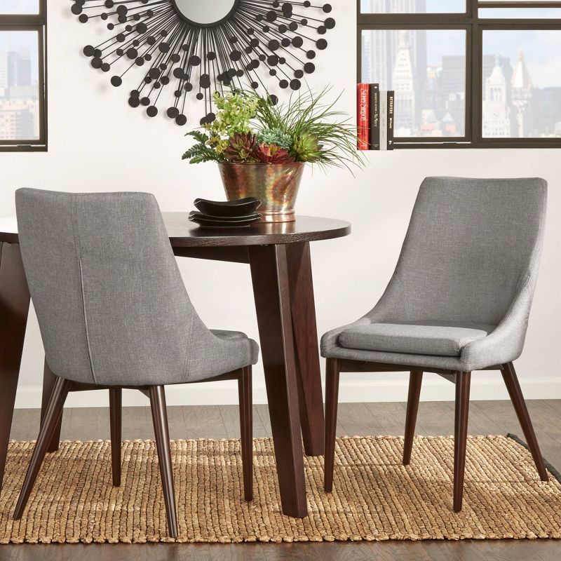 Set of 2 Cameron Mid-Century Barrel Back Linen Dining Chairs - Inspire Q, 3 of 9