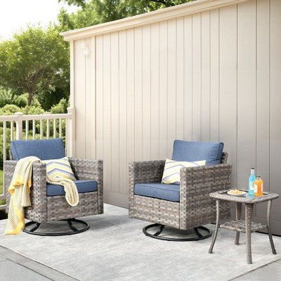 XIZZI Premium Outdoor Swivel Chair Sofa Set in 7 Colors, Modular Patio Seating with Swivel Chairs, Add-Ons Like Coffee Table and Fire Pit