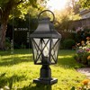 Outdoor Post Light 2-Pack, Black Lamp Post Lantern with Pier Mount Base, 21.3in Exterior Light Fixture for Garden, Yard, Entrance - 2 of 4