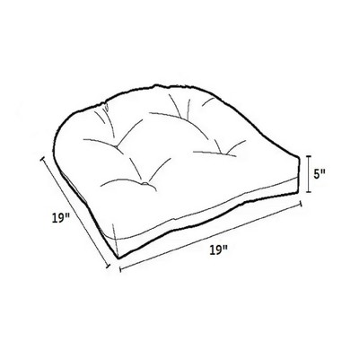 Yellow U-Shaped Tufted Polyester Patio Chair Cushions, 19" x 19", Set of 6