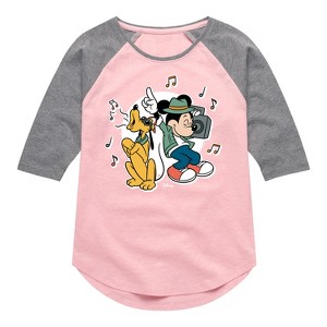 Girls' - Disney - Mickey & Friends Shirt Tail Raglan Graphic T-shirt - 1 of 4