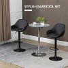 Black bar stool, bar stool with backrest, footstool, round base and soft PU leather - 3 of 4