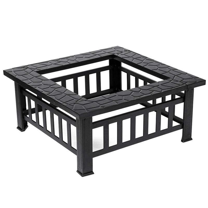 SINGLYFIRE 32 Inch Fire Pit with Table for Outside Square Metal Firepit Black, 5 of 8