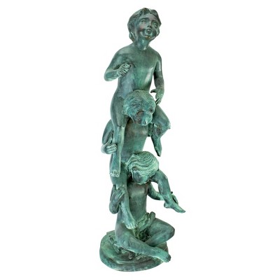 Design Toscano Child's Play Stacked Children Spitting Cast Bronze Statue: Medium