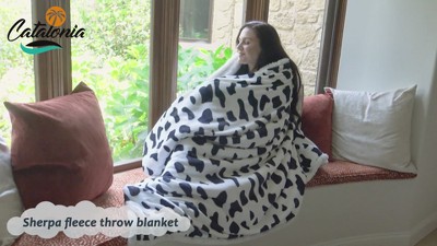 Catalonia Cheetah Sherpa Fleece Blanket, 60"x80", Reversible Plush Throw