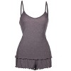 Memoi Women's Ruffled Lettuce Edge Rib Tank Top and Short Set - 4 of 4