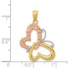 Black Bow Jewelry 14k Yellow & Rose Gold w/ White Rhodium 22mm Heart Butterfly Pendant - 4 of 4