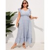 Womens Plus Size Casual Sleeveless Maxi Dress Ruffle Sleeve A Line Swing Summer Maxi Dress with Pockets - 4 of 4