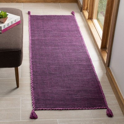 Handwoven Purple and Black Cotton Runner Rug